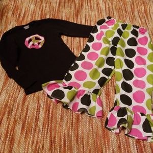 Girls 6‎ custom made ruffle pants shirt bundle set